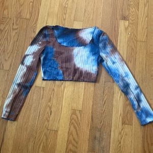 Multicolor Long Sleeve Crop Top